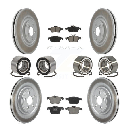 Front Rear Wheel Bearing Coated Disc Brake Rotor And Ceramic Pad Kit (10Pc) For Jaguar XJ KBB-129311