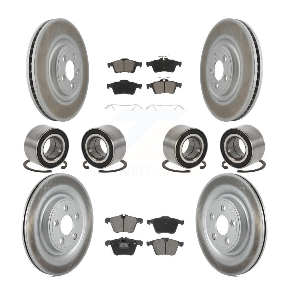 Front Rear Bearing Coated Disc Brake Rotor And Ceramic Pads Kit (10Pc) For 2015 Jaguar XK KBB-129313