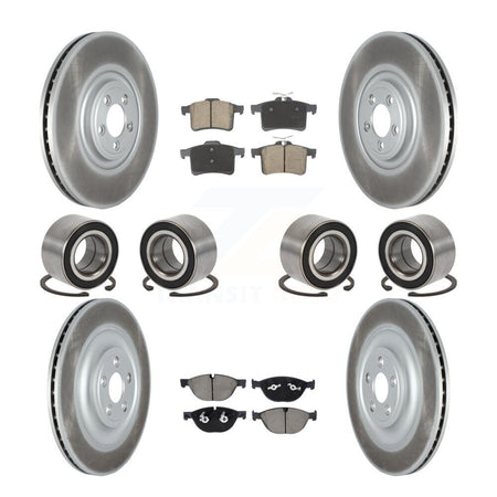 Front Rear Bearings Coated Disc Brake Rotors And Pads Kit (10Pc) For Jaguar XJR XKR XKR-S KBB-129314