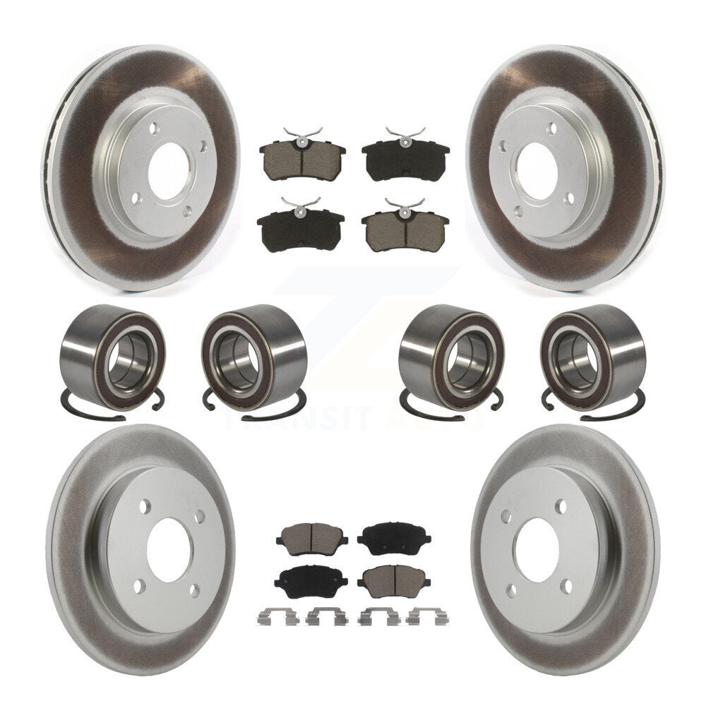 Front Rear Bearing Coated Disc Brake Rotor & Pads Kit (10Pc) For 2014-2019 Ford Fiesta ST KBB-129316