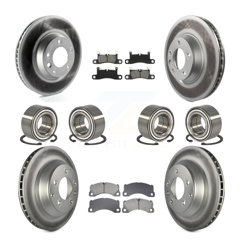 Front Rear Wheel Bearing Coated Disc Brake Rotors And Pads Kit (10Pc) For Porsche Cayenne KBB-129329