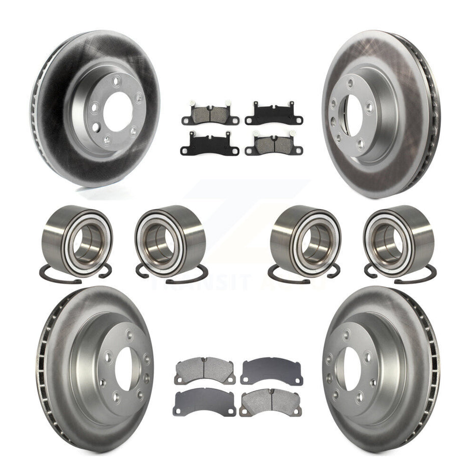Front Rear Wheel Bearing Coated Disc Brake Rotors And Pads Kit (10Pc) For Porsche Cayenne KBB-129329