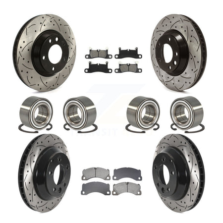Front Rear Wheel Bearing Coated Disc Brake Rotors And Pads Kit (10Pc) For Porsche Cayenne KBB-129331