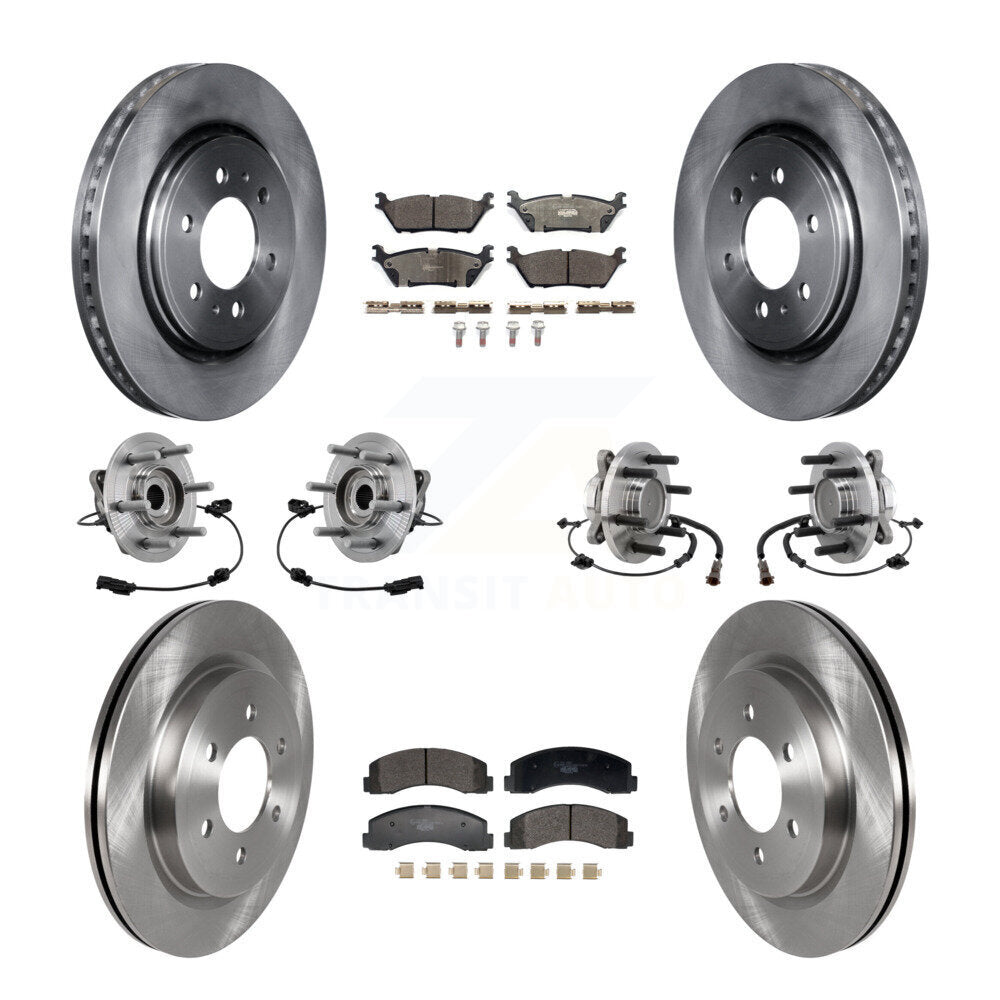 Front Rear Hub Bearing Brake Rotor & Pad Kit (10Pc) For Ford Expedition Lincoln Navigator KBB-129339
