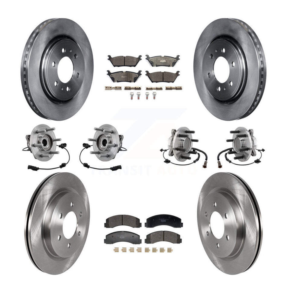 Front Rear Hub Bearing Brake Rotor & Pad Kit (10Pc) For Ford Expedition Lincoln Navigator KBB-129339