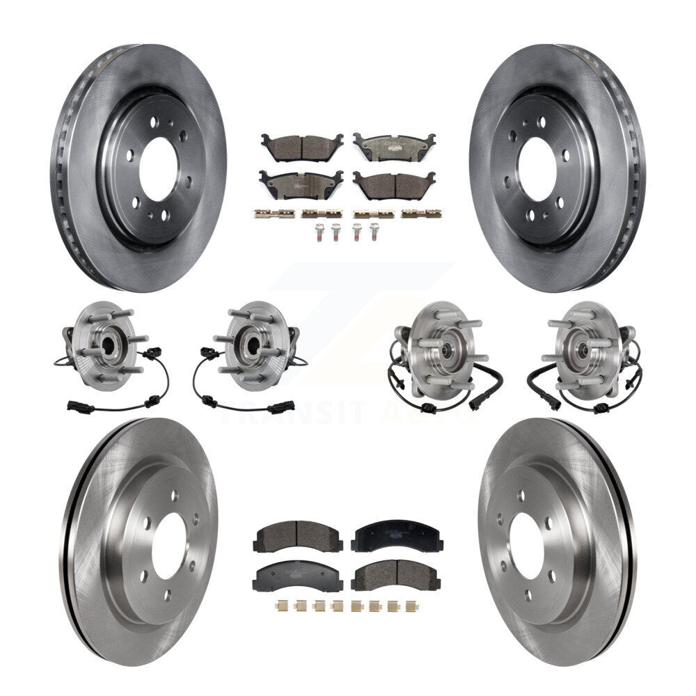 Front Rear Hub Bearing Brake Rotor & Pad Kit (10Pc) For Ford Expedition Lincoln Navigator KBB-129340