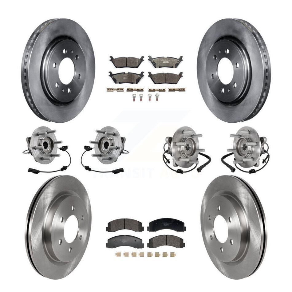 Front Rear Hub Bearing Brake Rotor & Pad Kit (10Pc) For Ford Expedition Lincoln Navigator KBB-129340