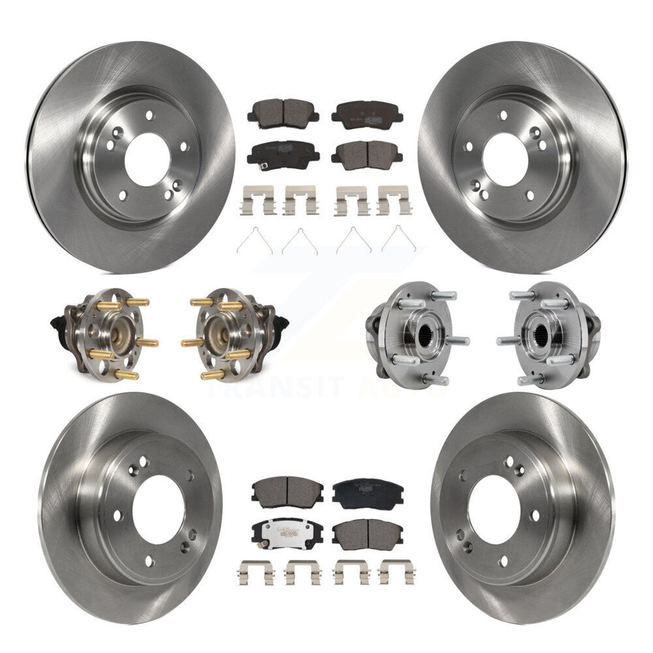 Front Rear Hub Bearing Assembly Disc Brake Rotor And Ceramic Pads Kit (10Pc) For Kia Soul KBB-129343