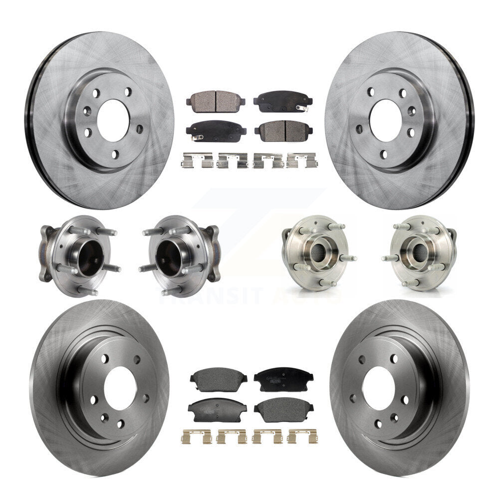 Front Rear Hub Bearing Brake Rotor & Pad Kit (10Pc) For Chevrolet Cruze Buick Verano Volt KBB-129346