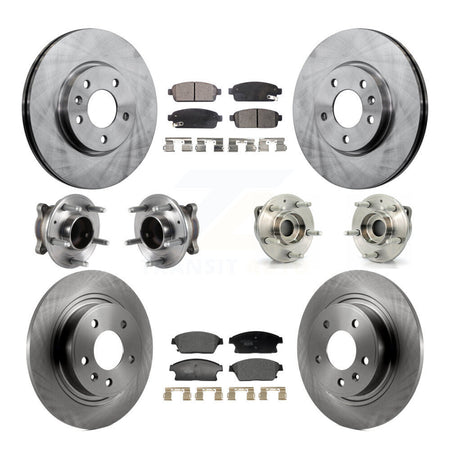 Front Rear Hub Bearing Brake Rotor & Pad Kit (10Pc) For Chevrolet Cruze Buick Verano Volt KBB-129346