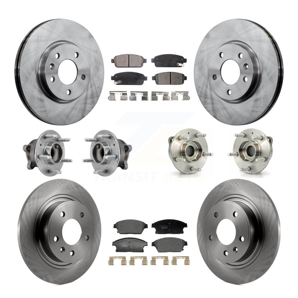 Front Rear Hub Bearing Disc Brake Rotor & Pads Kit (10Pc) For Buick Verano Chevrolet Volt KBB-129348