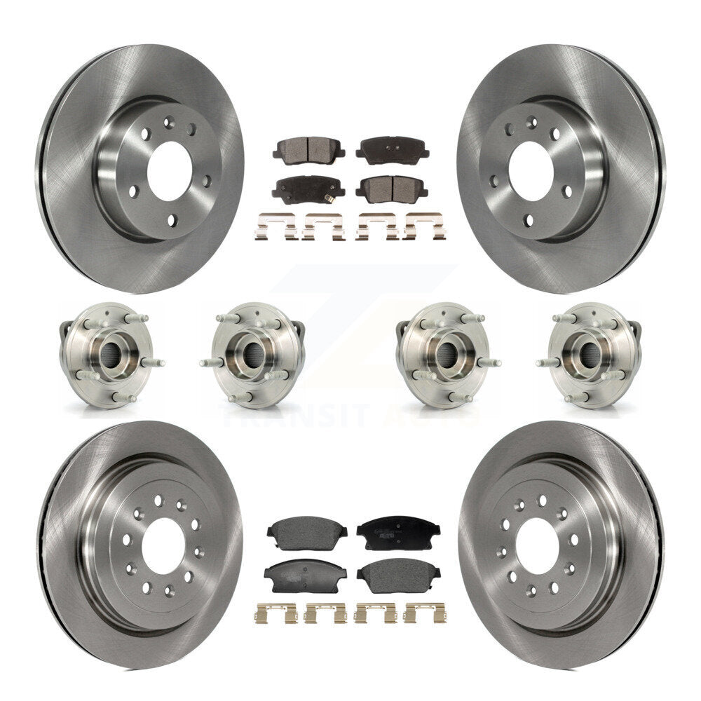 Front Rear Hub Bearing Disc Brake Rotor And Pad Kit (10Pc) For 2013-2015 Cadillac ATS AWD KBB-129349