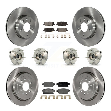 Front Rear Hub Bearing Disc Brake Rotor And Pad Kit (10Pc) For 2013-2015 Cadillac ATS AWD KBB-129349