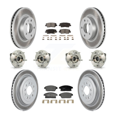 Front Rear Hub Bearing Coated Brake Rotor & Pad Kit (10Pc) For 2013-2015 Cadillac ATS AWD KBB-129354