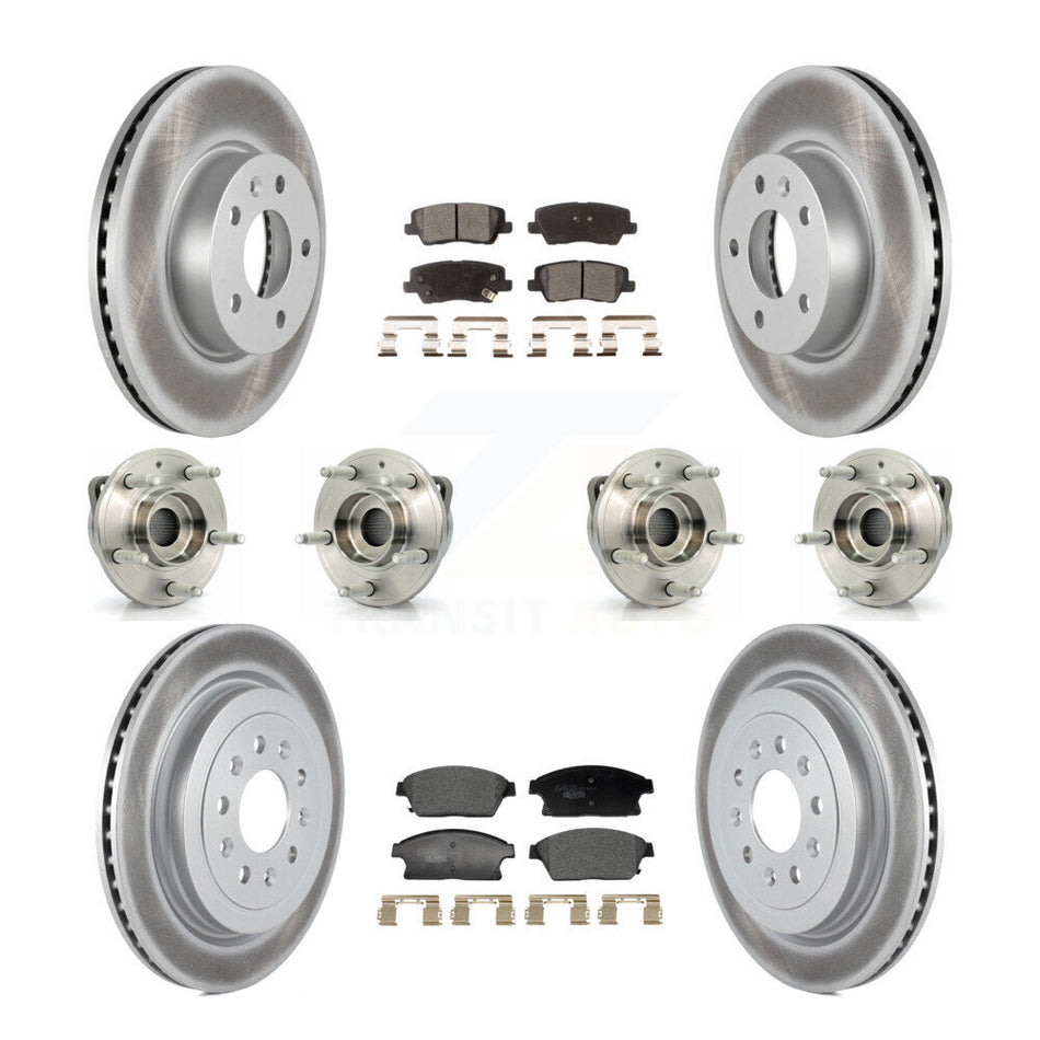 Front Rear Hub Bearing Coated Brake Rotor & Pad Kit (10Pc) For 2013-2015 Cadillac ATS AWD KBB-129354