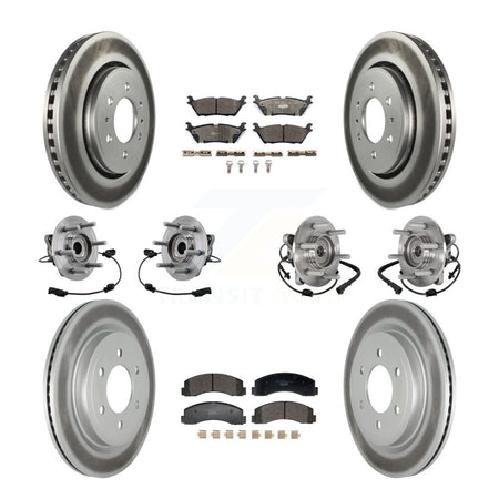 Front Rear Hub Bearing Coated Brake Rotor Pads Kit (10Pc) For Ford Expedition Lincoln 4WD KBB-129360