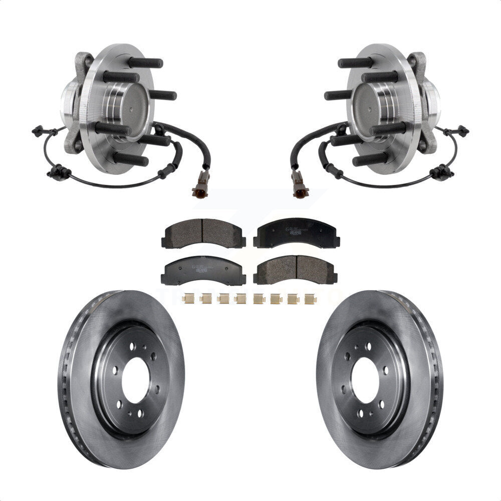 Front Hub Bearing Brake Rotor And Pad Kit For Ford F-150 Expedition Lincoln Navigator RWD KBB-129366