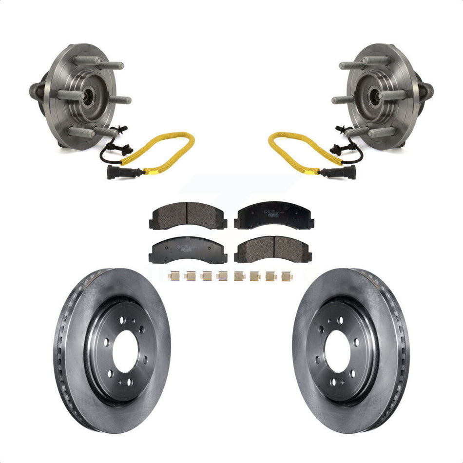 Front Hub Bearing Assembly Disc Brake Rotors And Ceramic Pads Kit For Ford F-150 KBB-129368