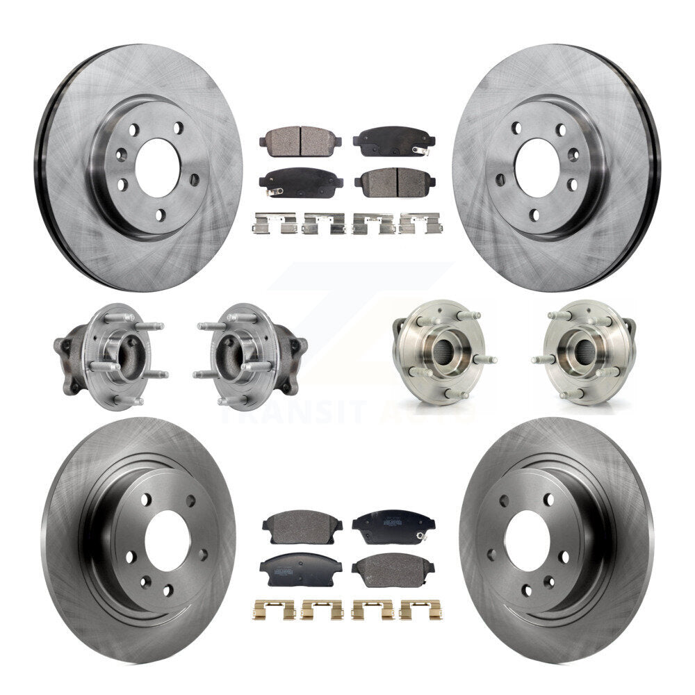 Front Rear Hub Bearing Disc Brake Rotor & Pads Kit (10Pc) For Buick Verano Chevrolet Volt KBB-129381