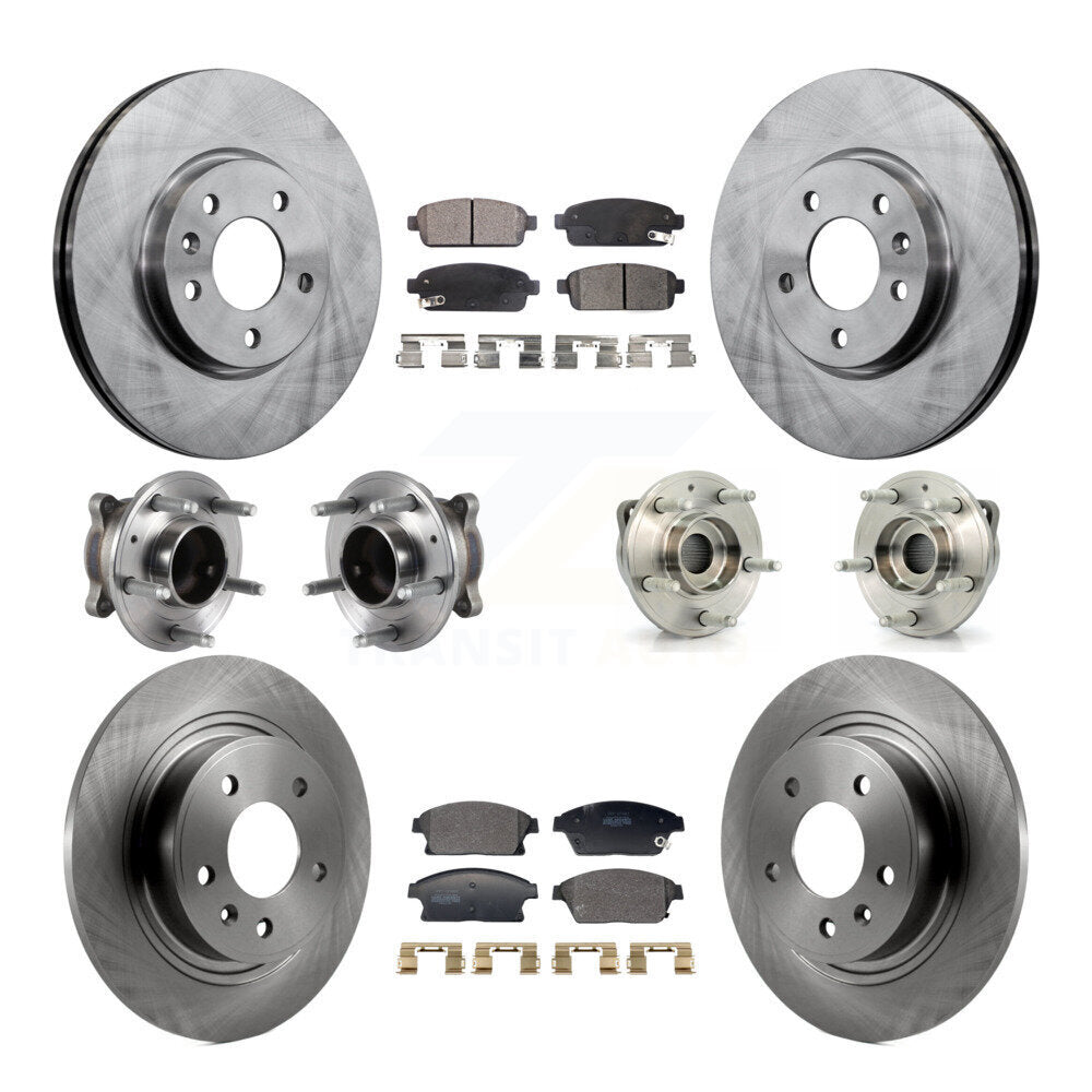 Front Rear Hub Bearing Brake Rotor & Pad Kit (10Pc) For Chevrolet Cruze Buick Verano Volt KBB-129382