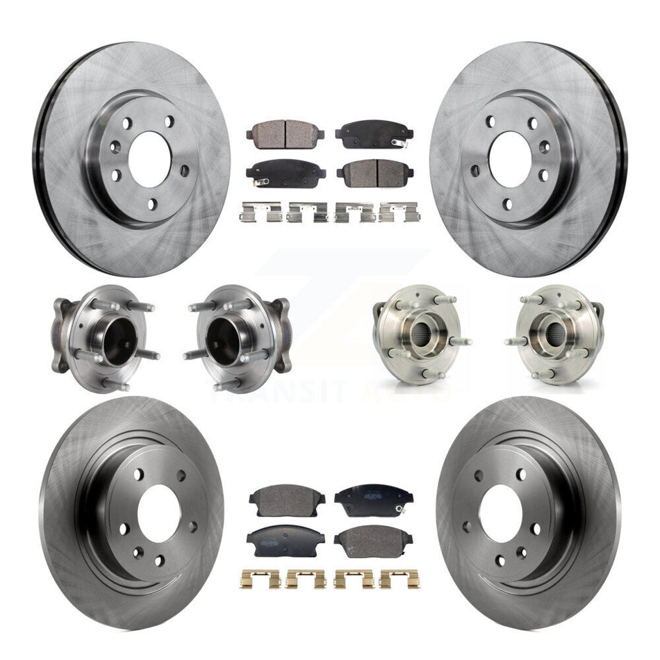 Front Rear Hub Bearing Brake Rotor & Pad Kit (10Pc) For Chevrolet Cruze Buick Verano Volt KBB-129382