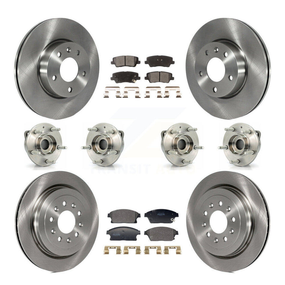 Front Rear Hub Bearing Disc Brake Rotor And Pad Kit (10Pc) For 2013-2015 Cadillac ATS AWD KBB-129383