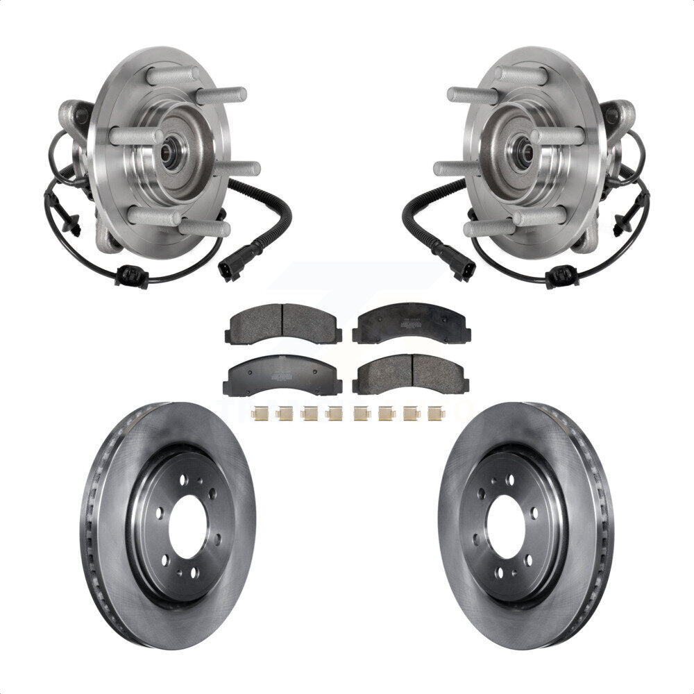 Front Hub Bearing Brake Rotor Pad Kit For 2018-2021 Ford Expedition Lincoln Navigator 4WD KBB-129391