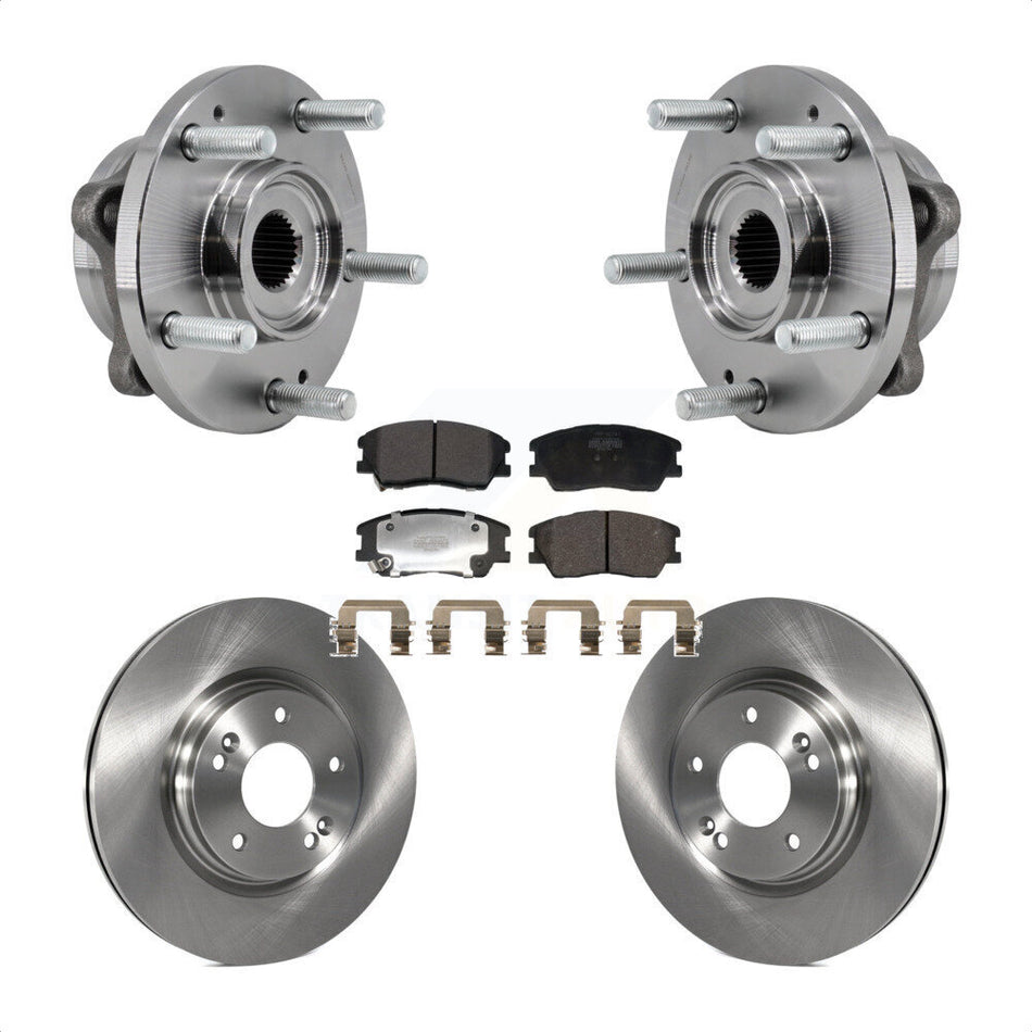Front Hub Bearing Assembly Disc Brake Rotors And Semi-Metallic Pads Kit For Kia Soul KBB-129393
