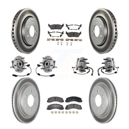 Front Rear Hub Bearing Coated Brake Rotor Pads Kit (10Pc) For Ford Expedition Lincoln RWD KBB-129404