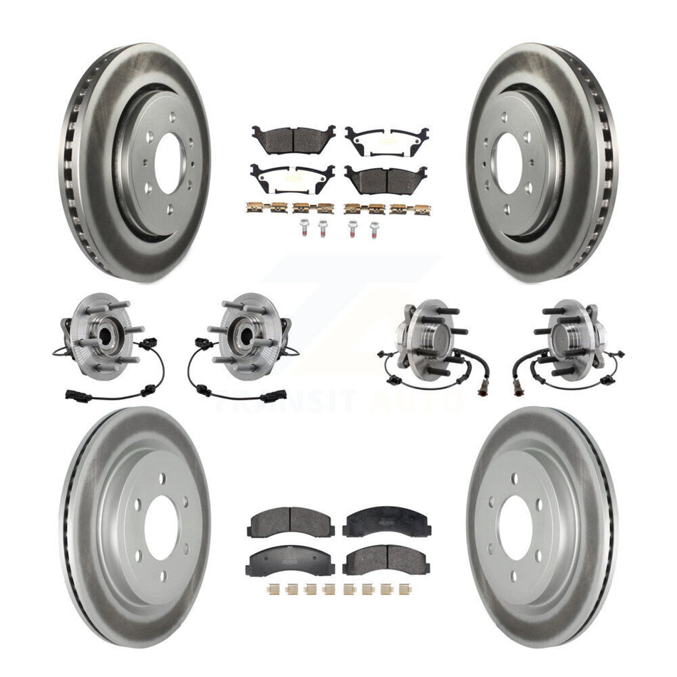 Front Rear Hub Bearing Coated Brake Rotor Pads Kit (10Pc) For Ford Expedition Lincoln RWD KBB-129404