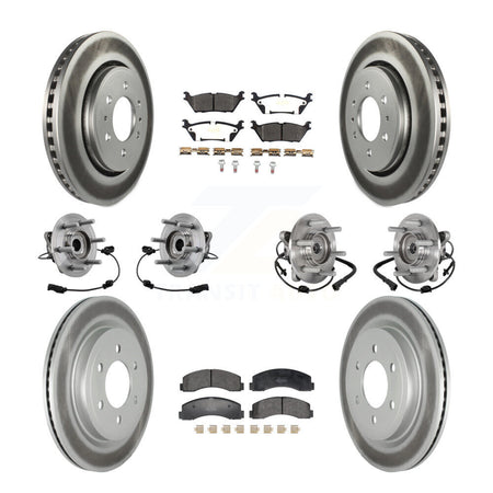 Front Rear Hub Bearing Coated Brake Rotor Pads Kit (10Pc) For Ford Expedition Lincoln 4WD KBB-129405