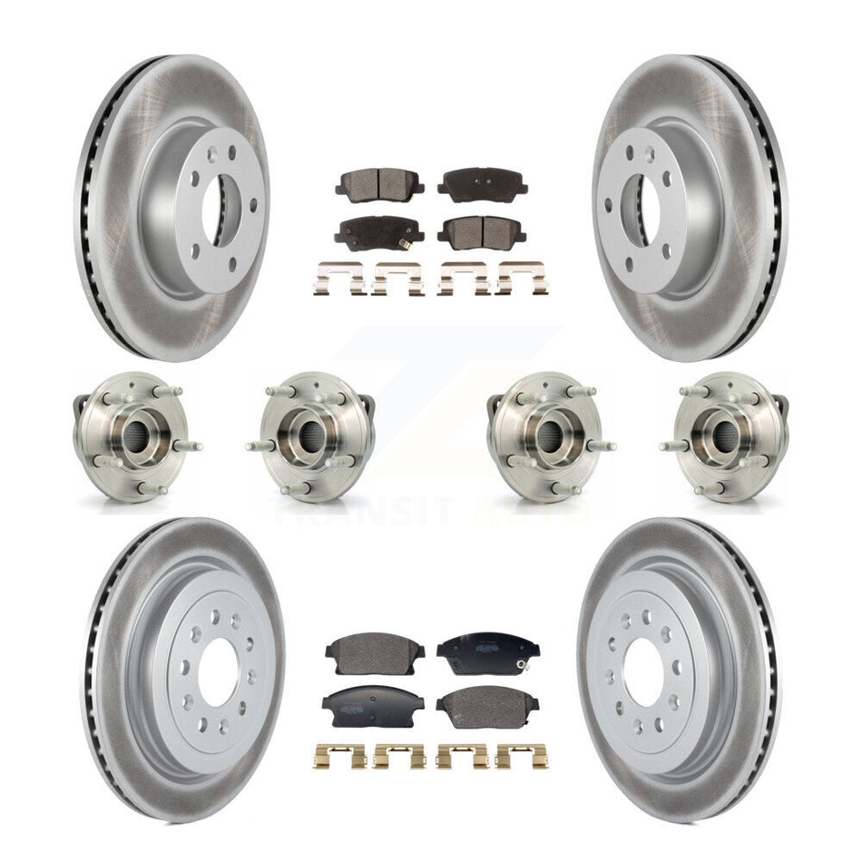 Front Rear Hub Bearing Coated Brake Rotor & Pad Kit (10Pc) For 2013-2015 Cadillac ATS AWD KBB-129414
