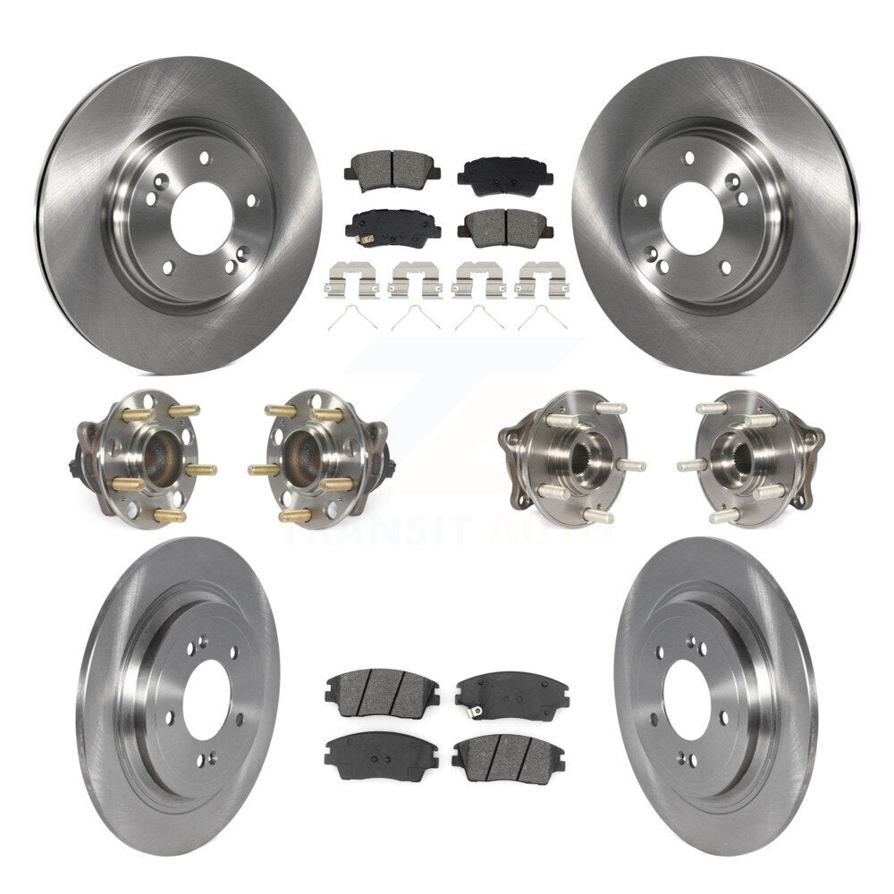 Front Rear Hub Bearing Disc Brake Rotor & Pads Kit (10Pc) For Kia Sportage Hyundai Tucson KBB-129416