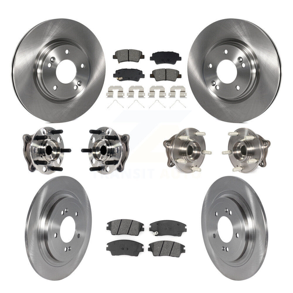 Front Rear Hub Bearing Disc Brake Rotor & Pads Kit (10Pc) For Kia Sportage Hyundai Tucson KBB-129417