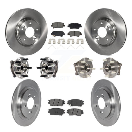 Front Rear Hub Bearing Disc Brake Rotor & Pads Kit (10Pc) For Kia Sportage Hyundai Tucson KBB-129417