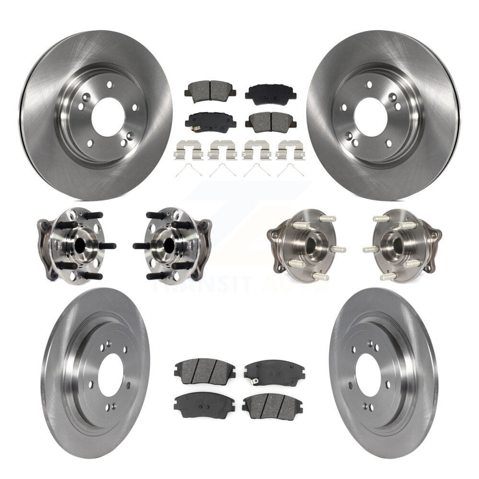 Front Rear Hub Bearing Disc Brake Rotor & Pads Kit (10Pc) For Kia Sportage Hyundai Tucson KBB-129417