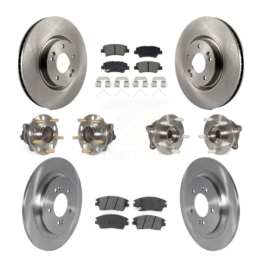 Front Rear Hub Bearing Disc Brake Rotor And Semi-Metallic Pad Kit (10Pc) For Kia Sportage KBB-129418