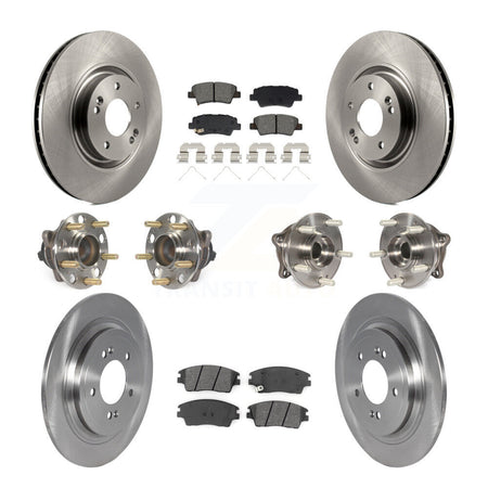 Front Rear Hub Bearing Disc Brake Rotor And Semi-Metallic Pad Kit (10Pc) For Kia Sportage KBB-129418