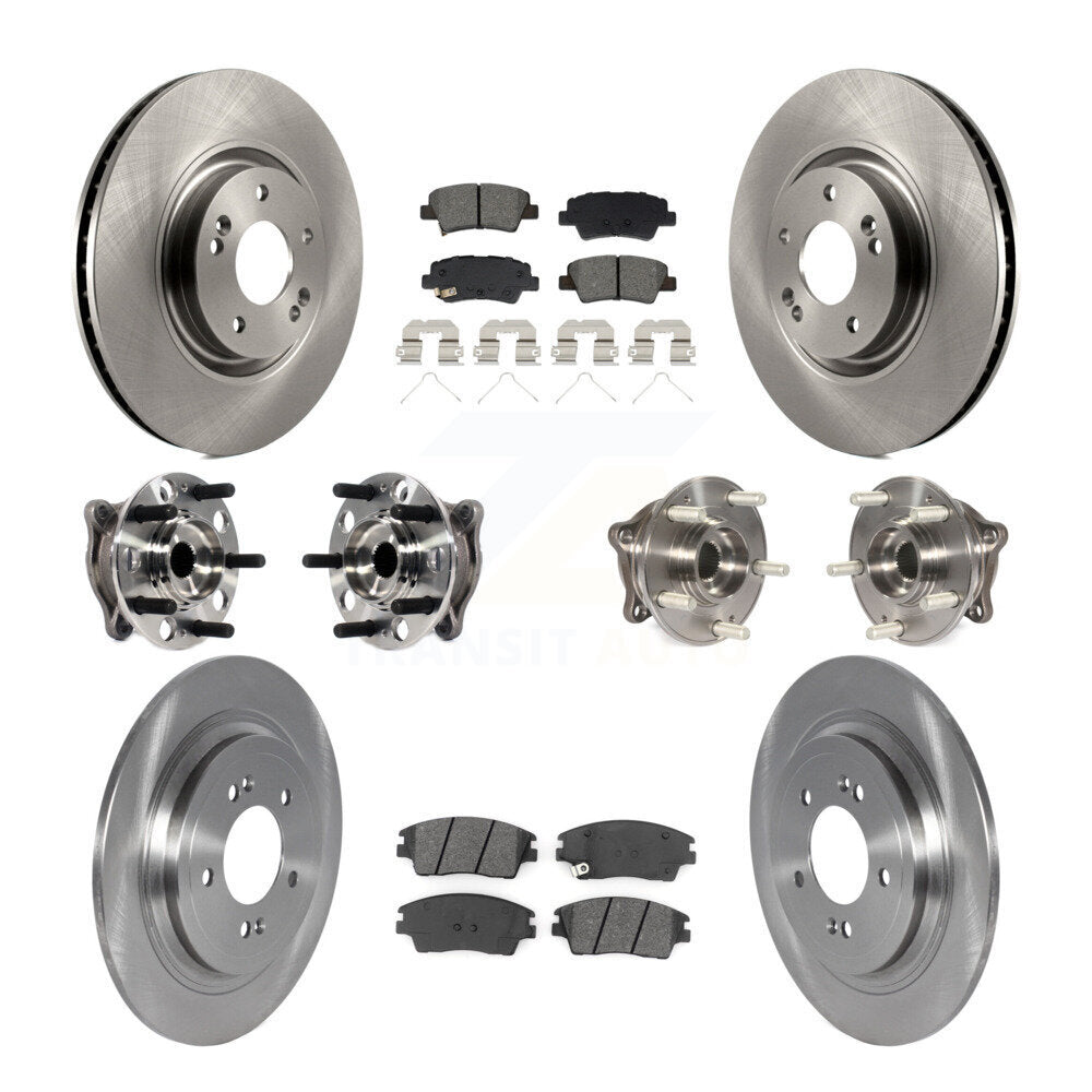 Front Rear Hub Bearing Disc Brake Rotor And Semi-Metallic Pad Kit (10Pc) For Kia Sportage KBB-129419