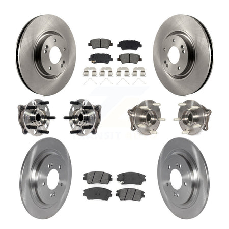 Front Rear Hub Bearing Disc Brake Rotor And Semi-Metallic Pad Kit (10Pc) For Kia Sportage KBB-129419