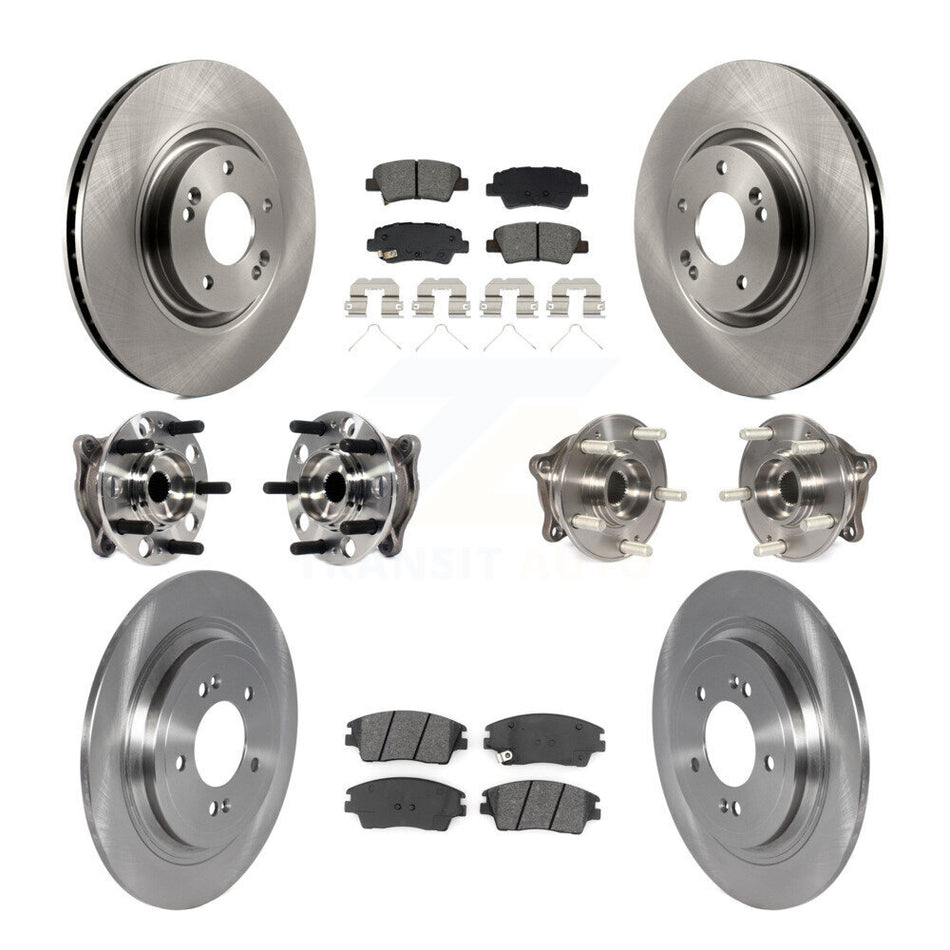 Front Rear Hub Bearing Disc Brake Rotor And Semi-Metallic Pad Kit (10Pc) For Kia Sportage KBB-129419