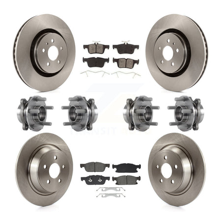 Front Rear Hub Bearings Disc Brake Rotors And Pads Kit (10Pc) For Lincoln Continental AWD KBB-129422