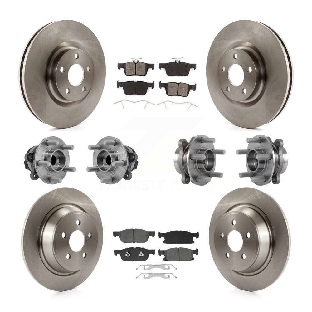 Front Rear Hub Bearings Disc Brake Rotors And Pads Kit (10Pc) For Lincoln Continental FWD KBB-129423