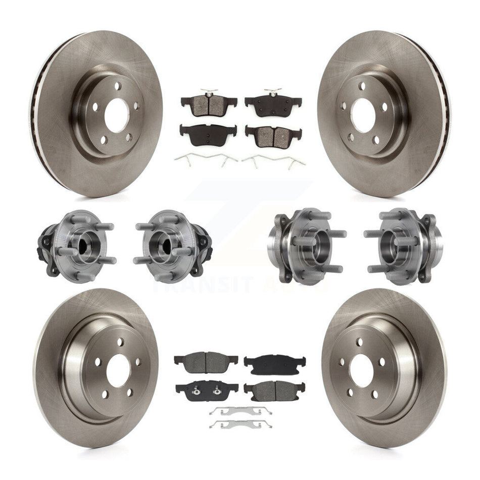 Front Rear Hub Bearings Disc Brake Rotors And Pads Kit (10Pc) For Lincoln Continental FWD KBB-129423