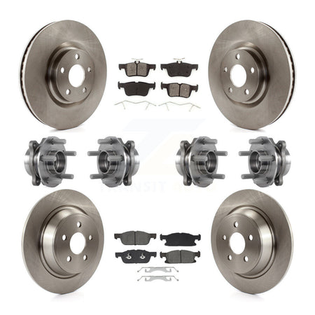 Front Rear Hub Bearings Disc Brake Rotors And Pads Kit (10Pc) For Lincoln Continental AWD KBB-129424