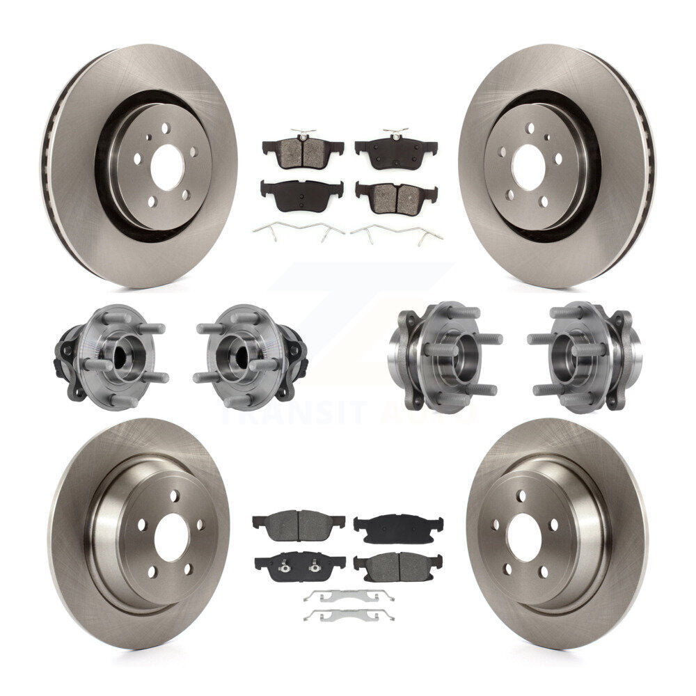 Front Rear Hub Bearings Disc Brake Rotors And Pads Kit (10Pc) For Lincoln Continental FWD KBB-129425