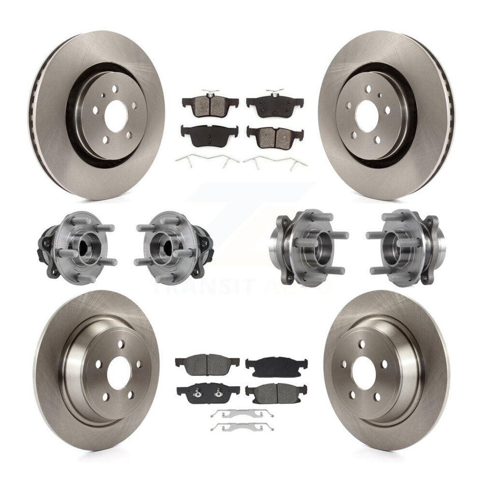 Front Rear Hub Bearings Disc Brake Rotors And Pads Kit (10Pc) For Lincoln Continental FWD KBB-129425