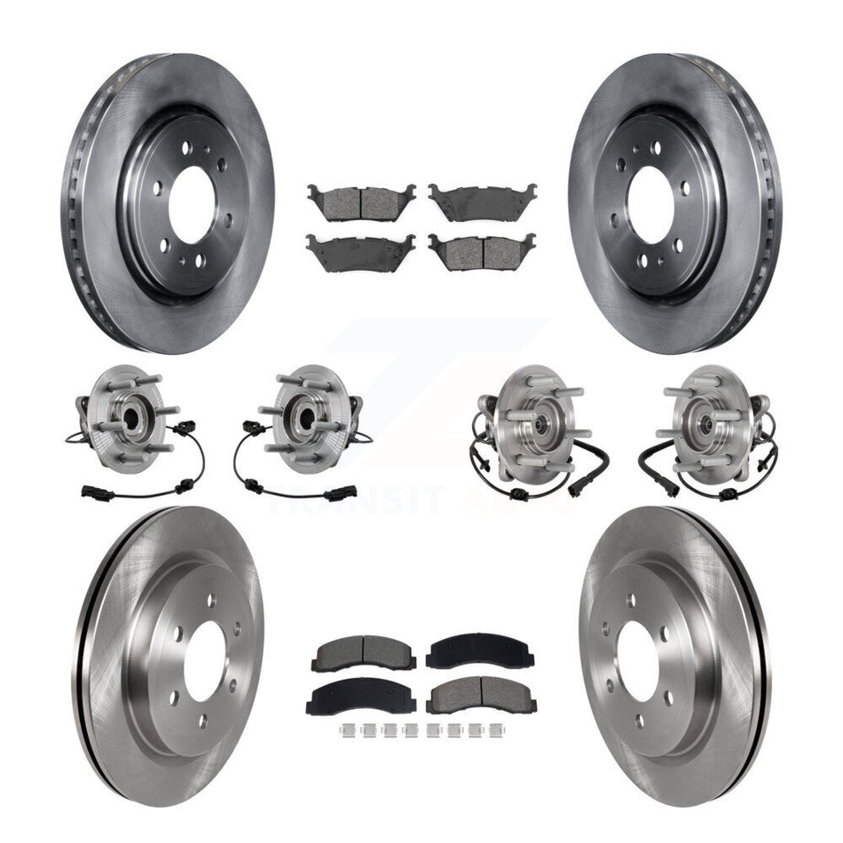 Front Rear Hub Bearing Brake Rotor & Pad Kit (10Pc) For Ford Expedition Lincoln Navigator KBB-129427