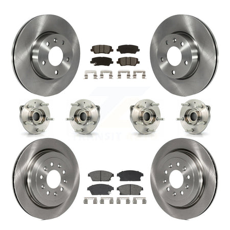 Front Rear Hub Bearing Disc Brake Rotor And Pad Kit (10Pc) For 2013-2015 Cadillac ATS AWD KBB-129432