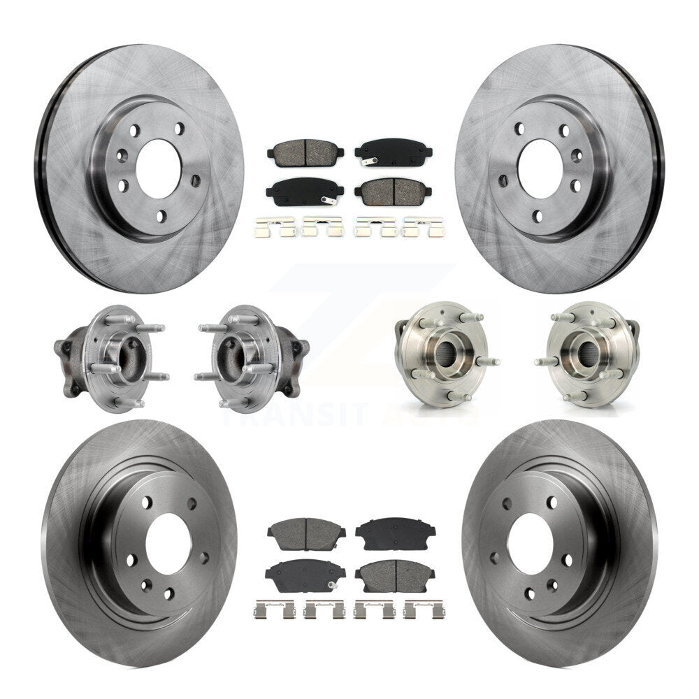Front Rear Hub Bearing Disc Brake Rotor & Pads Kit (10Pc) For Buick Verano Chevrolet Volt KBB-129433